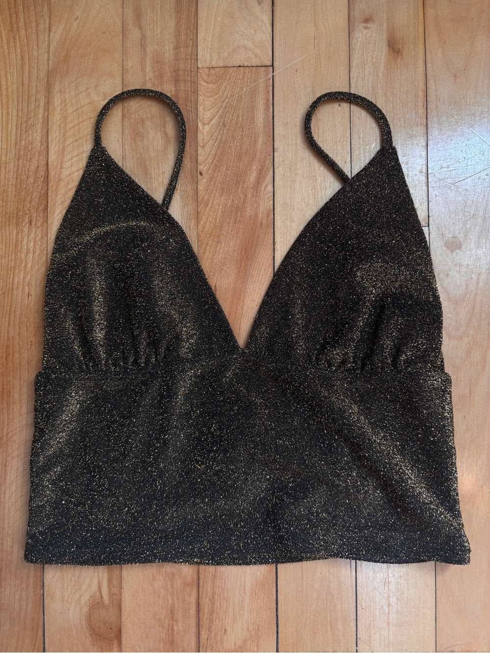 Urban Outfitters Black and Gold Metallic Top